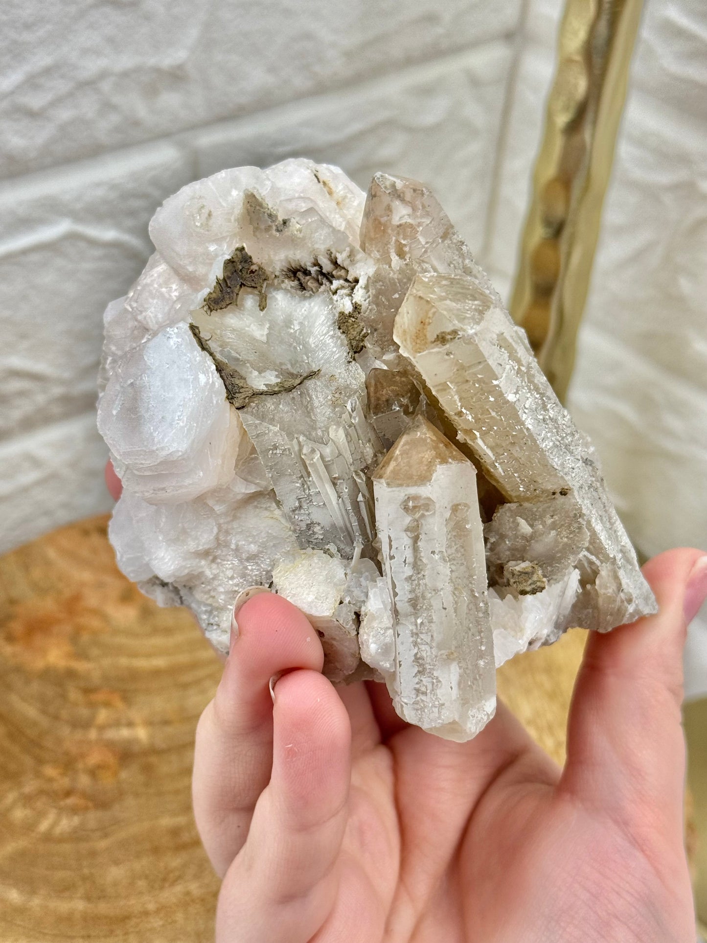 Incredible statement cherry blossom calcite with quartz specimen from China