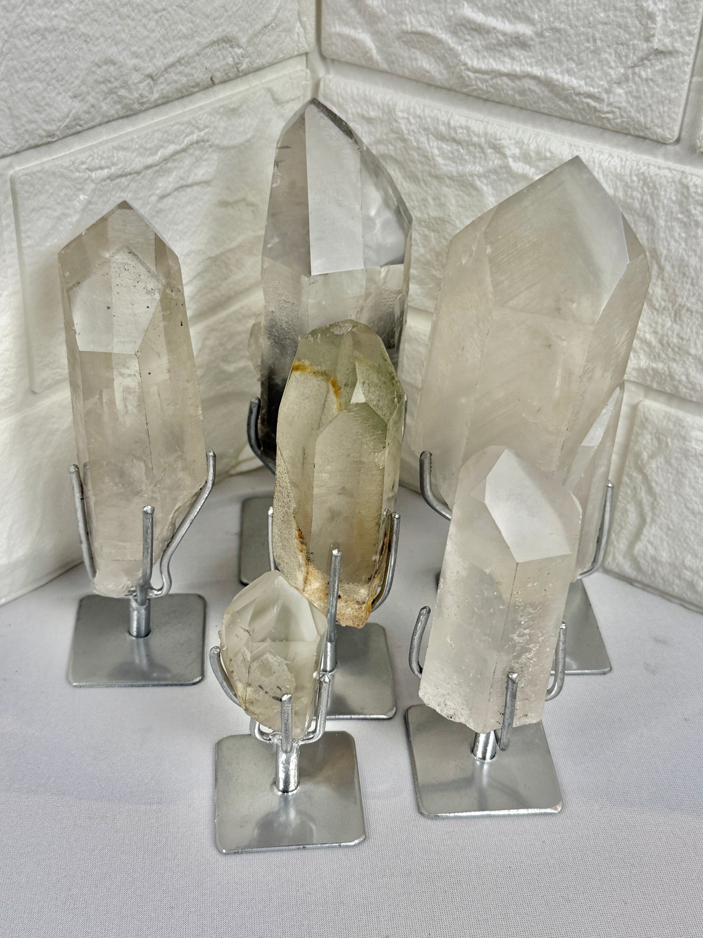 You pick! Black phantom quartz on stands from Brazil