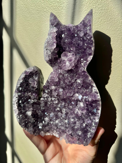 XXL Amethyst cat carving from Brazil A