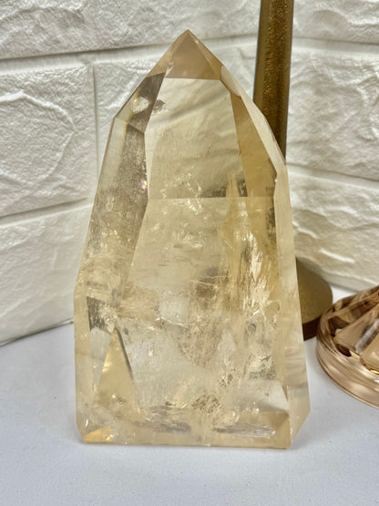 XL rainbow filled Insane collectors natural champagne Citrine tower from Brazil