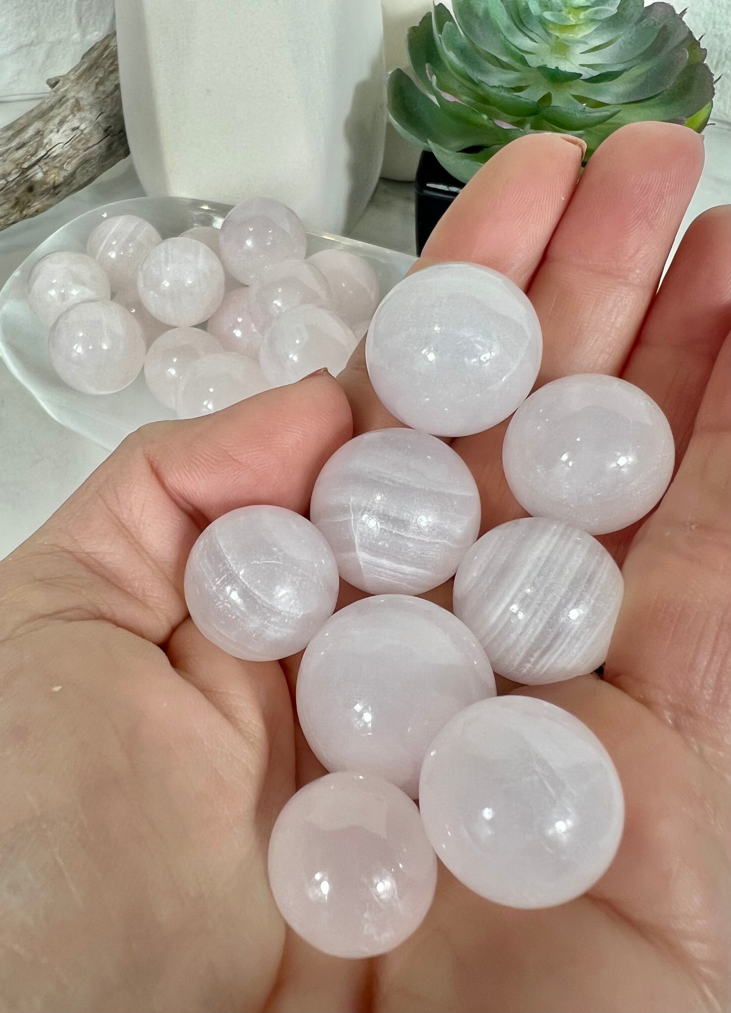 1 pink mangano calcite mini sphere