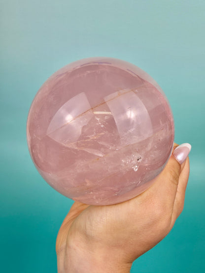 Insane flashy star rose quartz sphere A