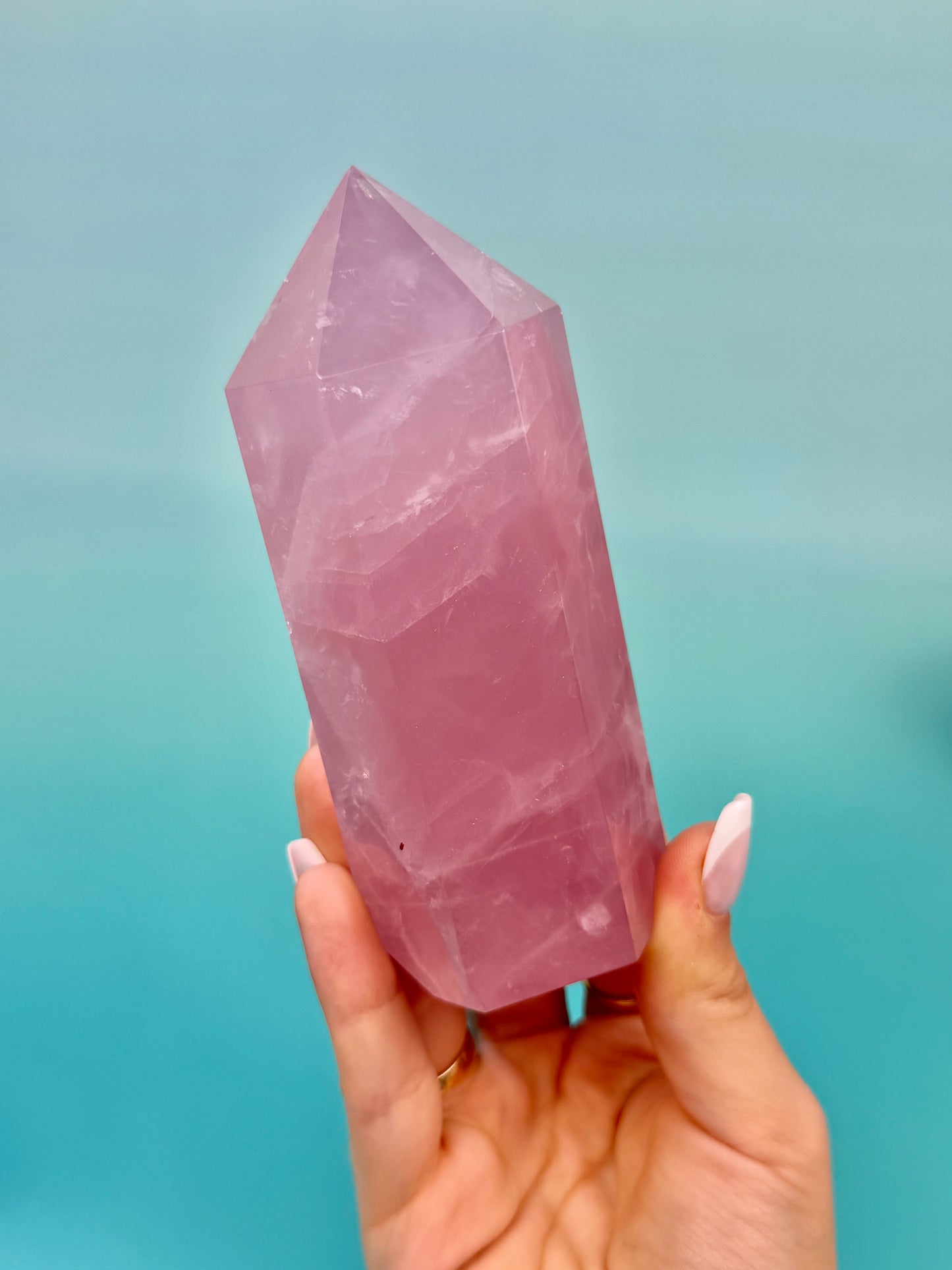 1 juicy deep pink rose quartz tower