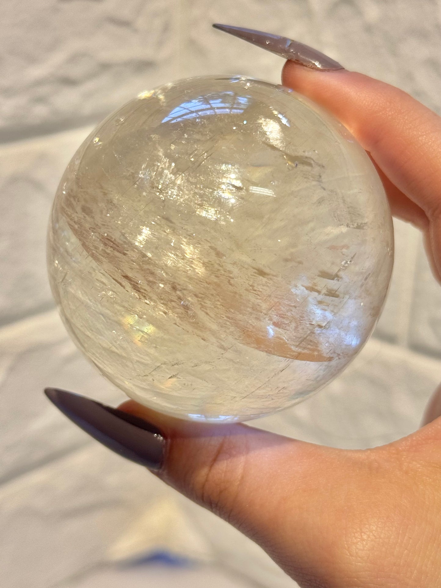 High grade flashy optical honey calcite sphere