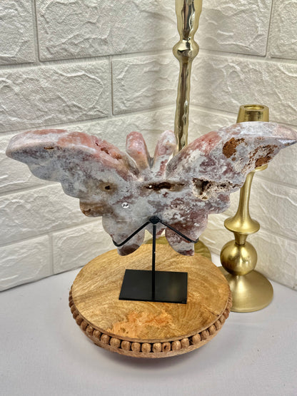 Absolutely gorgeous druzy pink amethyst butterfly on stand from Brazil