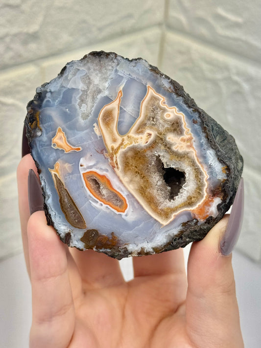 Beautiful orange and blue agate from Morocco