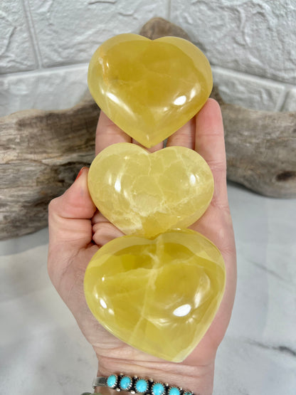 1 lemon calcite heart