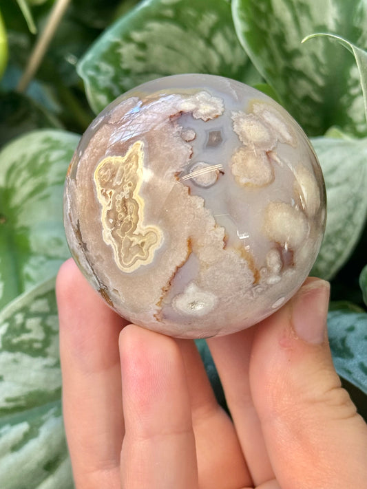 Pastel flower agate sphere J