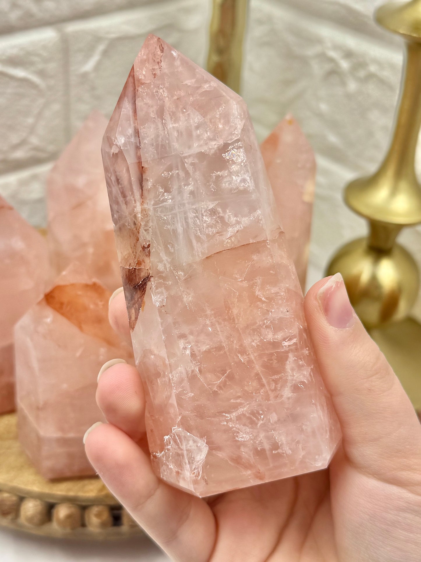 You pick! Rose quartz x fire quartz towers from Brazil (natural imperfections)