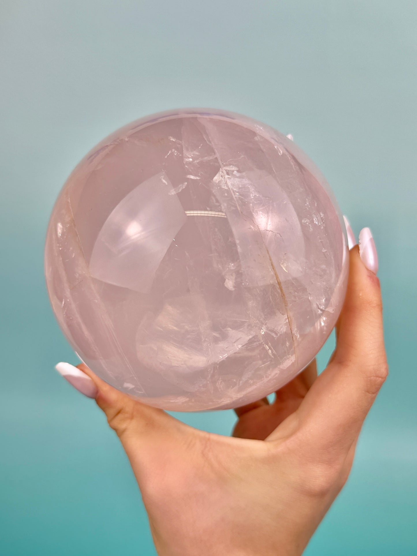Statement flashy star rose quartz sphere