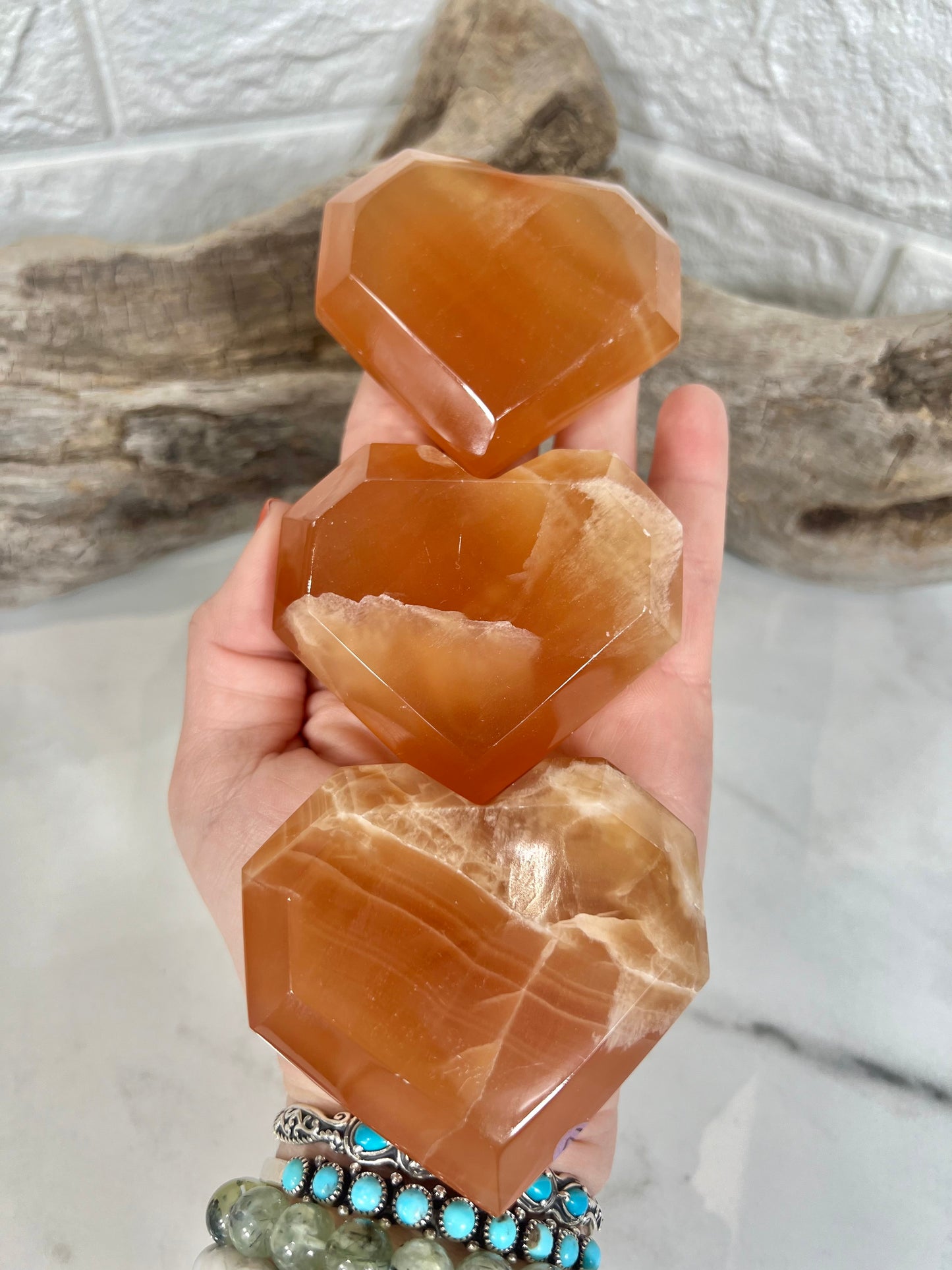 1 juicy honey calcite faceted heart