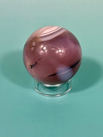 Insane pink jelly agate sphere U (heated color)