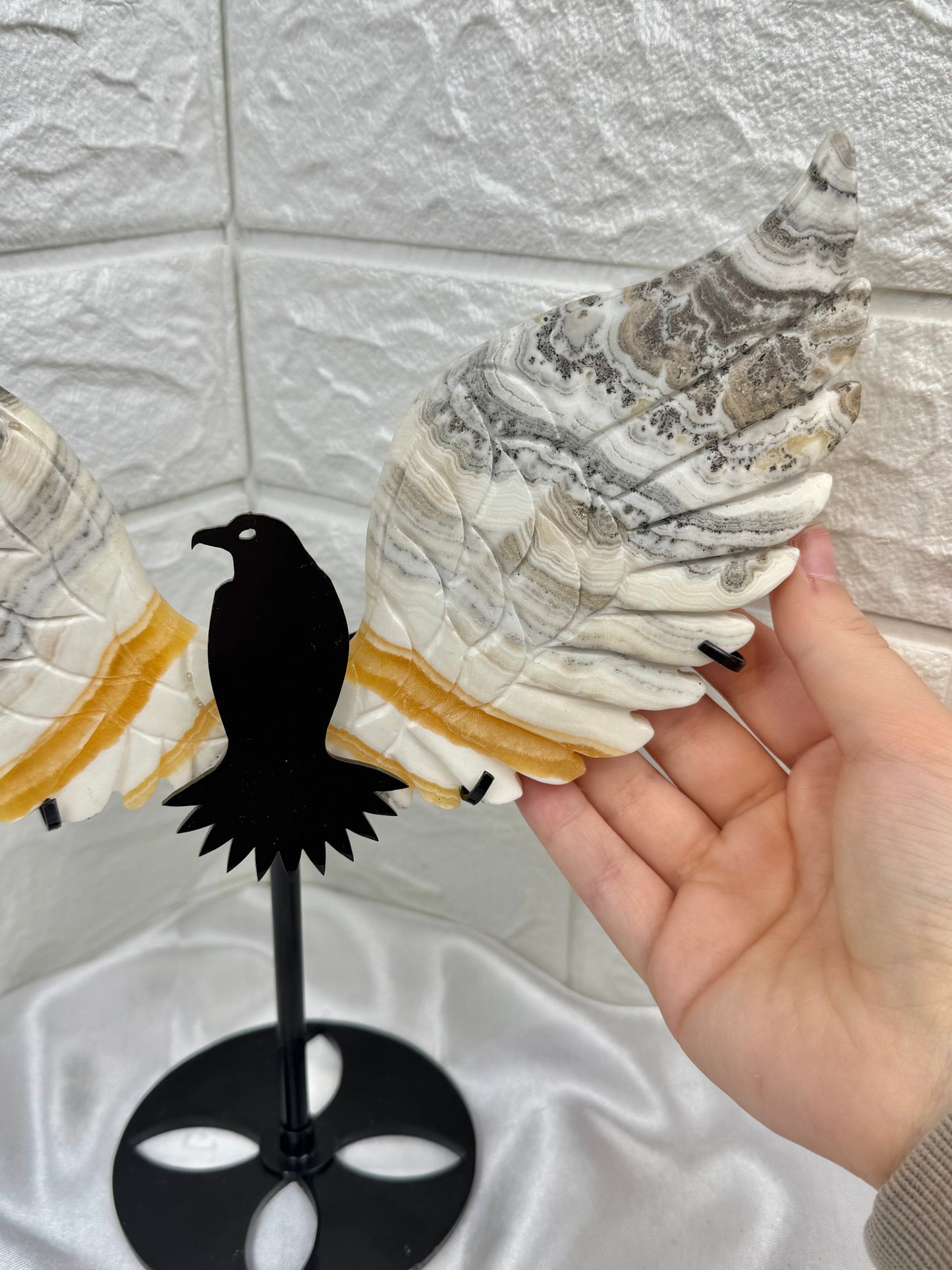 Amazing Dendritic Orange calcite bird wings A