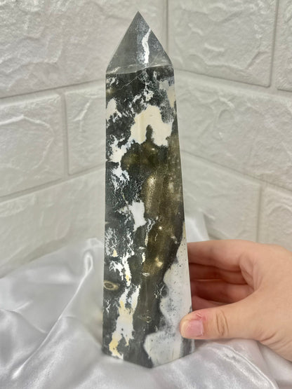 Gorgeous and unique statement sea jasper tower from Madagascar
