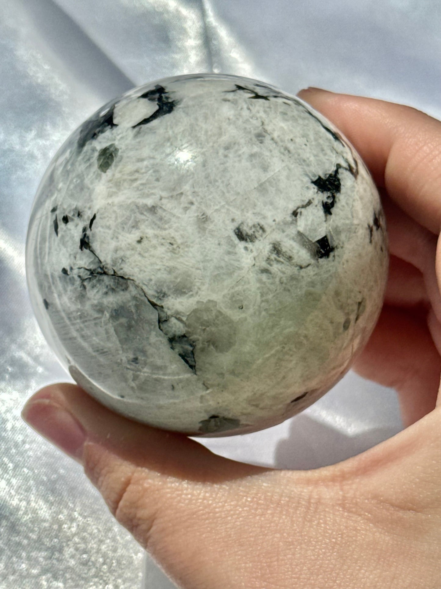 Rainbow moonstone sphere