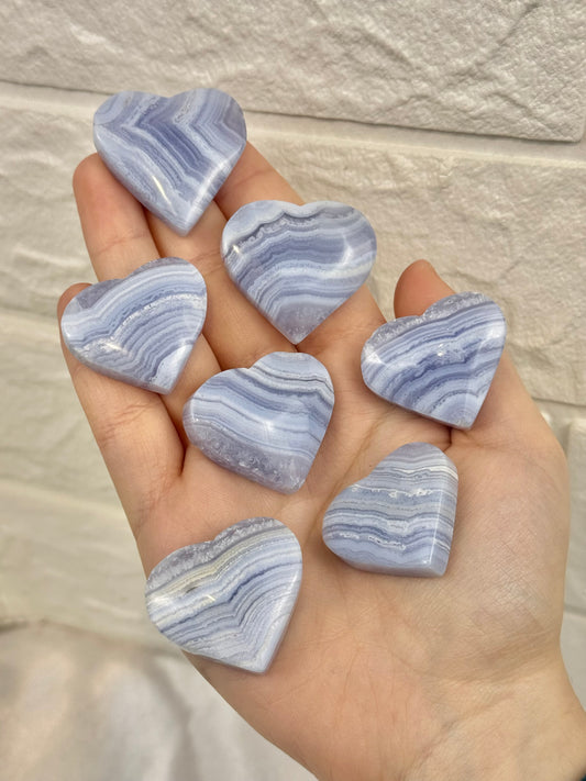 1 beautiful banded blue lace agate heart
