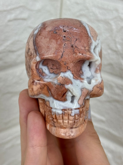 Cotton candy agate skull