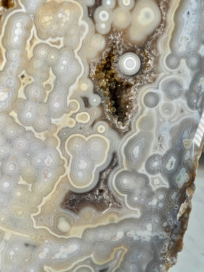 AAA yellow druzy orbicular ocean jasper slab from Madagascar