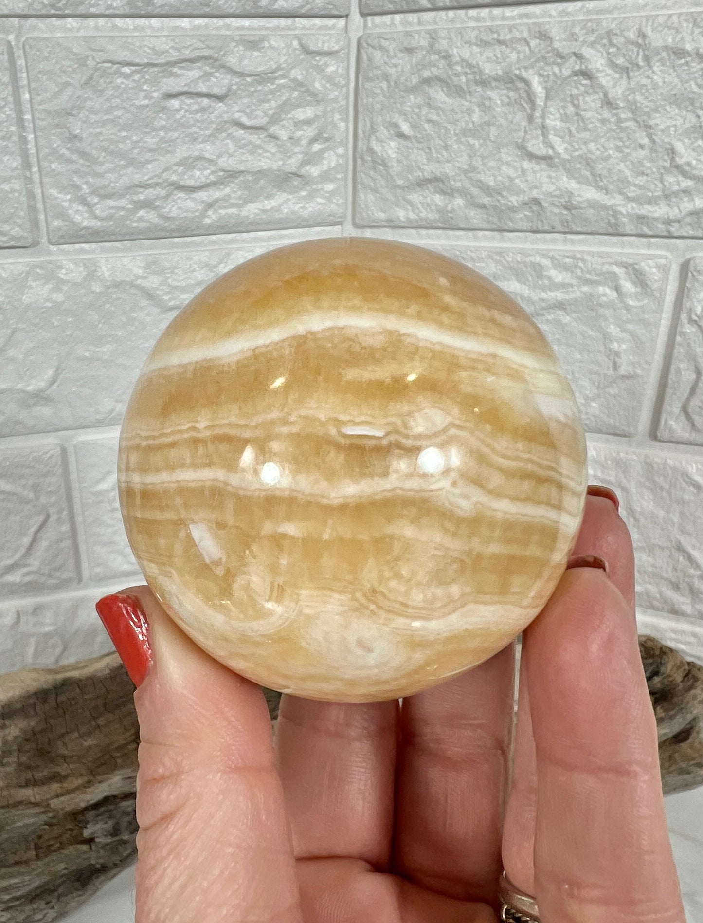 Stunning orange calcite sphere C