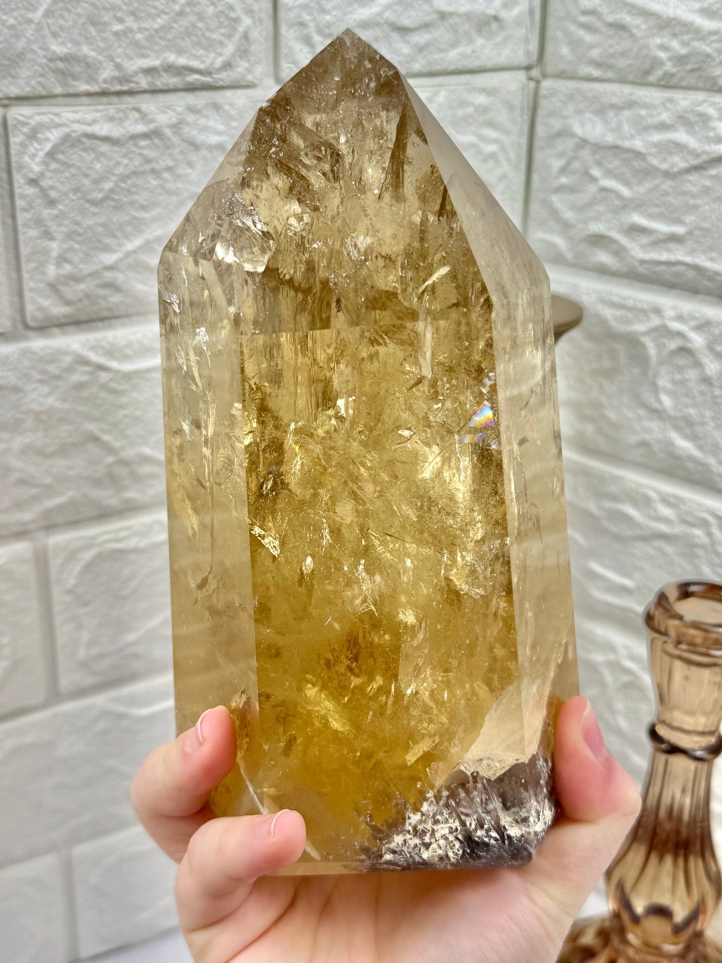 MASSIVE rainbow filled collectors natural champagne Citrine tower from Brazil