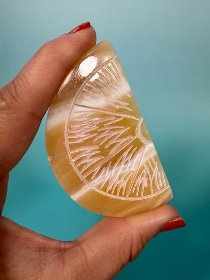 Orange calcite fruit slice