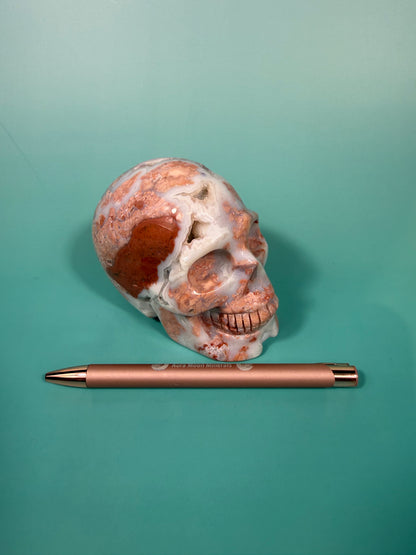 Insane druzy cotton candy agate skull