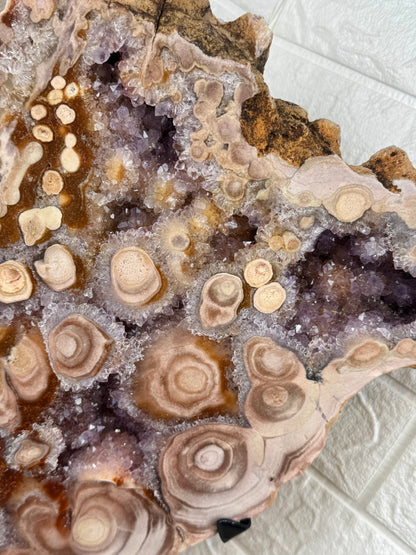 Insane XXL statement flower pink amethyst slab from Brazil