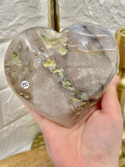 Gorgeous statement sugary quartz heart on stand from Brazil