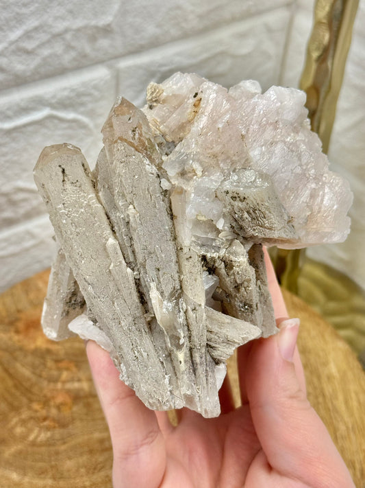 Incredible statement cherry blossom calcite with quartz specimen from China