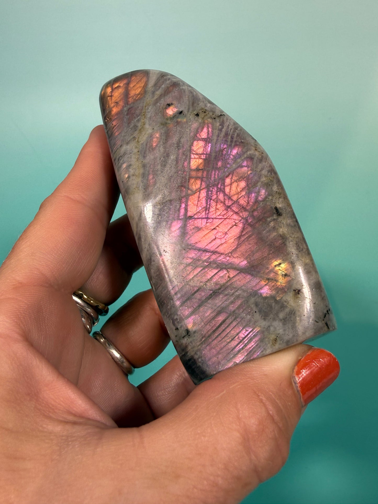 Beautiful pink flash labradorite Freeform J