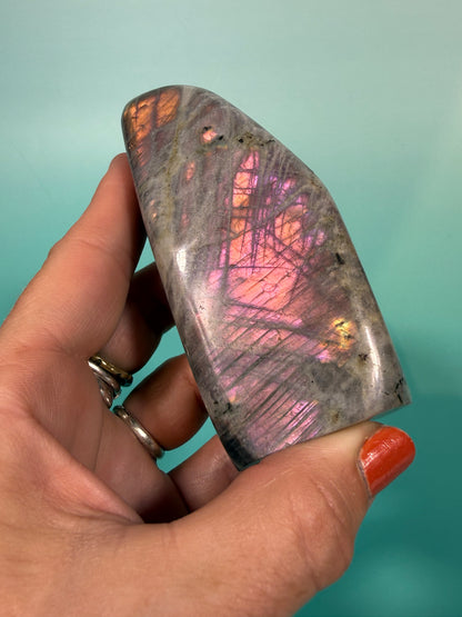 Beautiful pink flash labradorite Freeform J