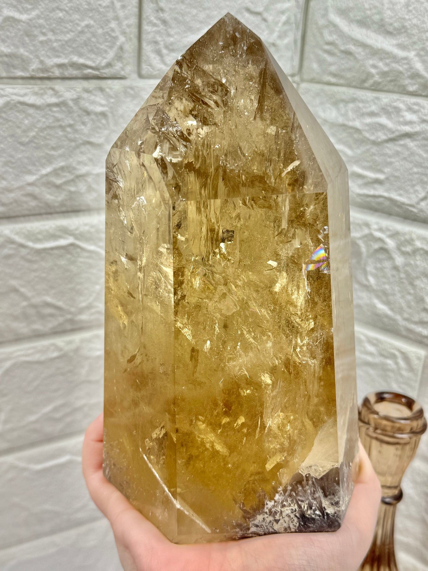 MASSIVE rainbow filled collectors natural champagne Citrine tower from Brazil