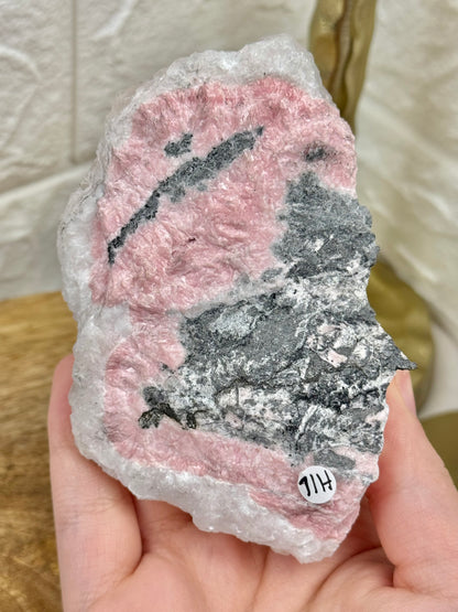 Bubbly UV reactive pink mangano calcite specimen from Peru