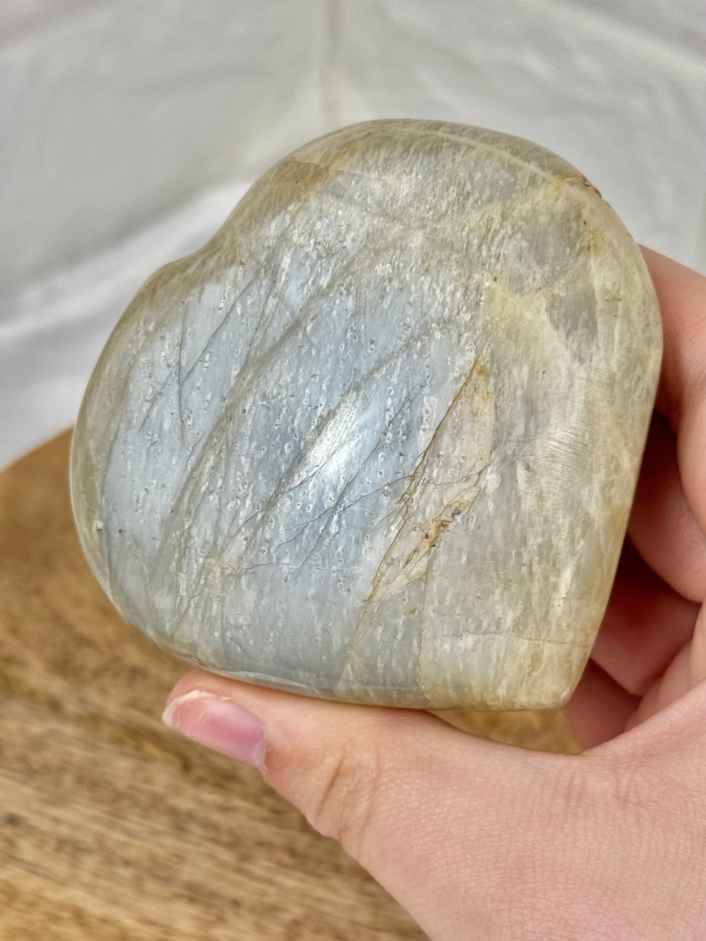 1 flashy sage moonstone heart