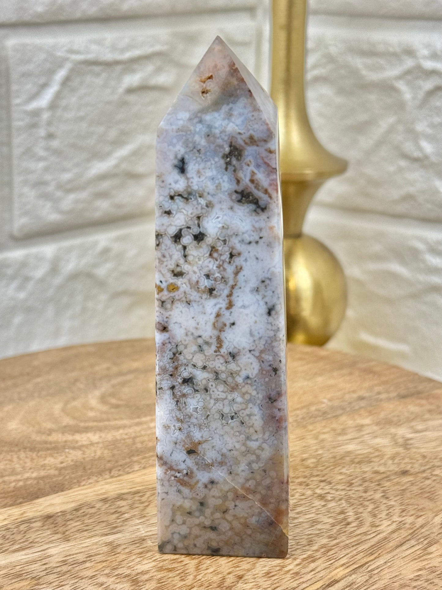 Orbicular sea jasper tower from Madagascar