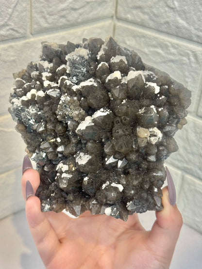 Insane collectors smoky quartz x calcite x pyrite from Romania