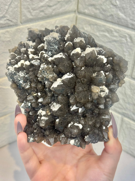 Insane collectors smoky quartz x calcite x pyrite from Romania
