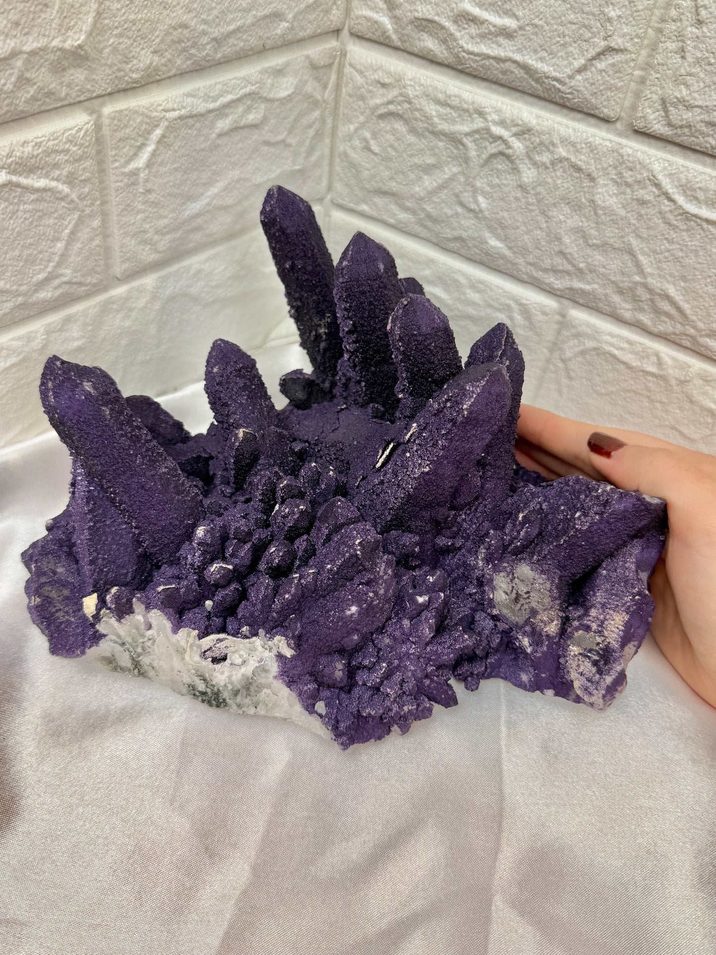 Collectors natural purple fluorite on candle quartz from Inner Mongolia, China
