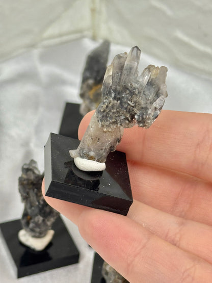 1 black Veracruz amethyst on stand from Mexico