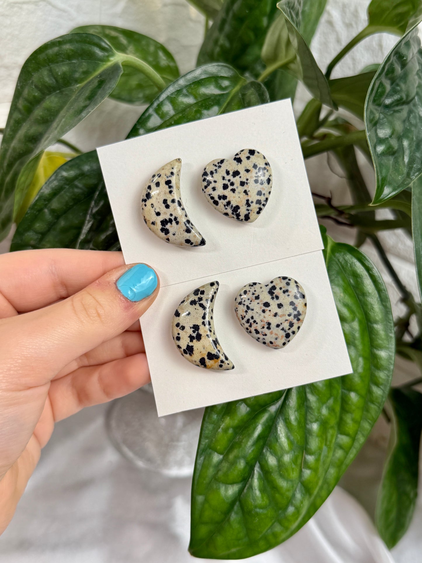 1 auramoon Dalmatian jasper moon and heart pack
