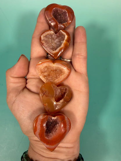 SM druzy carnelian heart