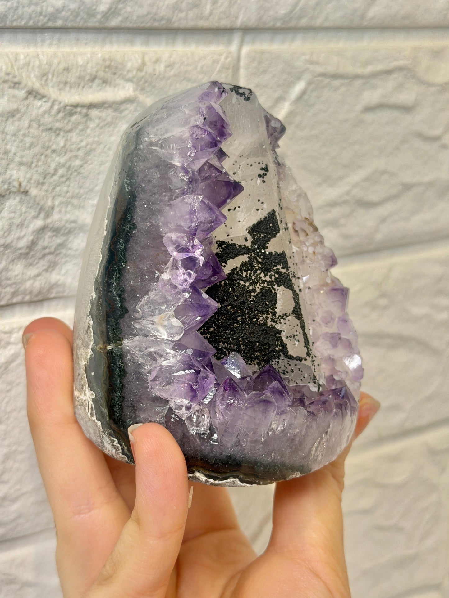 Gorgeous purple Uruguay amethyst with calcite and goethite X