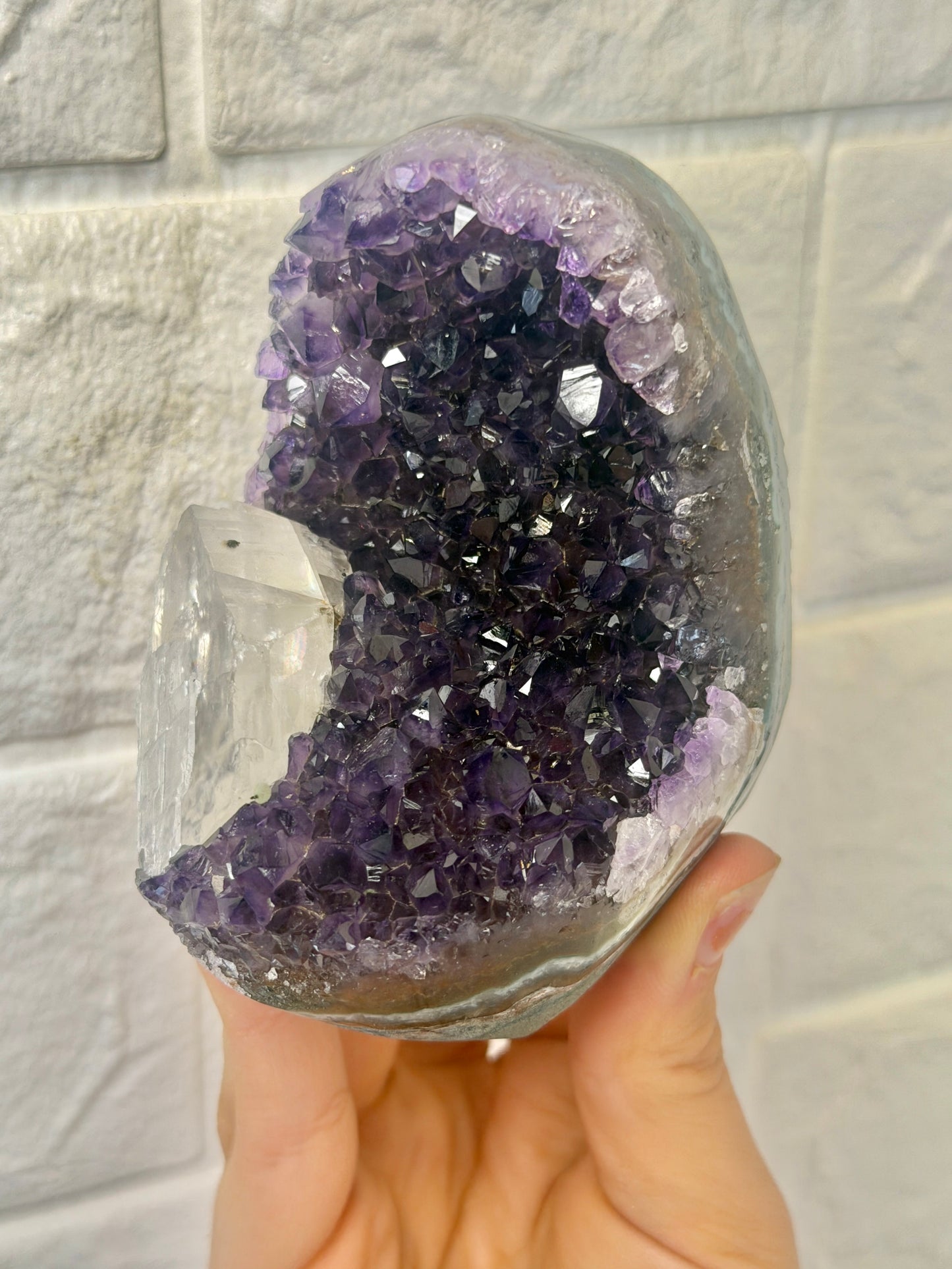 Stunning Purple Uruguay amethyst with calcite X