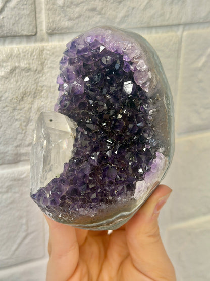 Stunning Purple Uruguay amethyst with calcite X