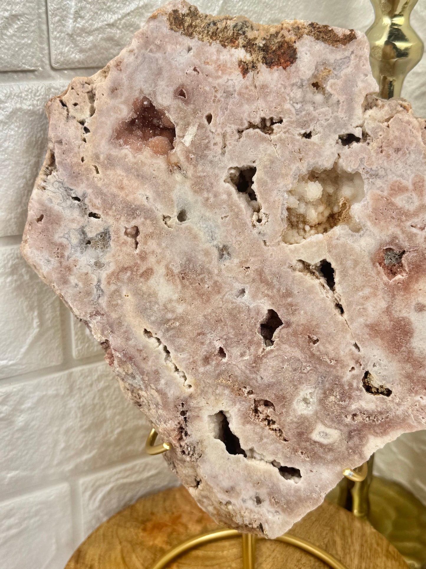 LG pink amethyst slab on stand from Brazil