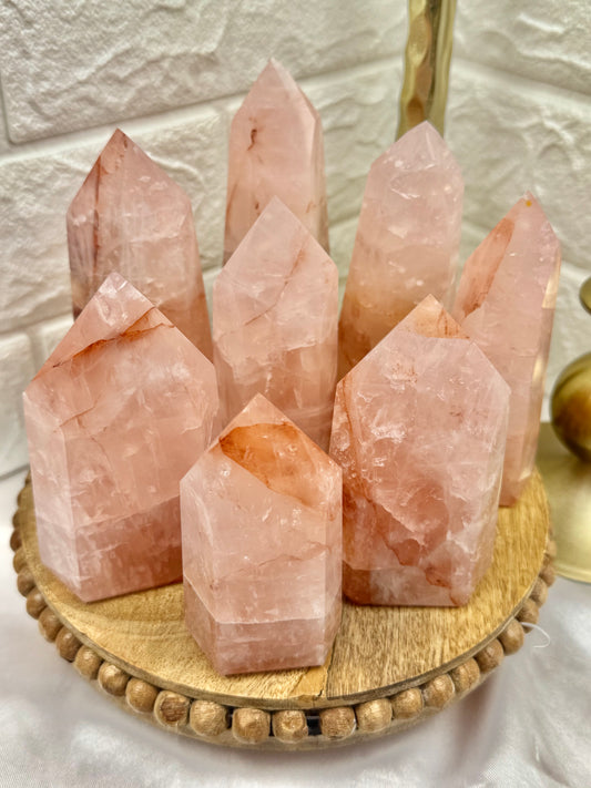 You pick! Rose quartz x fire quartz towers from Brazil (natural imperfections)