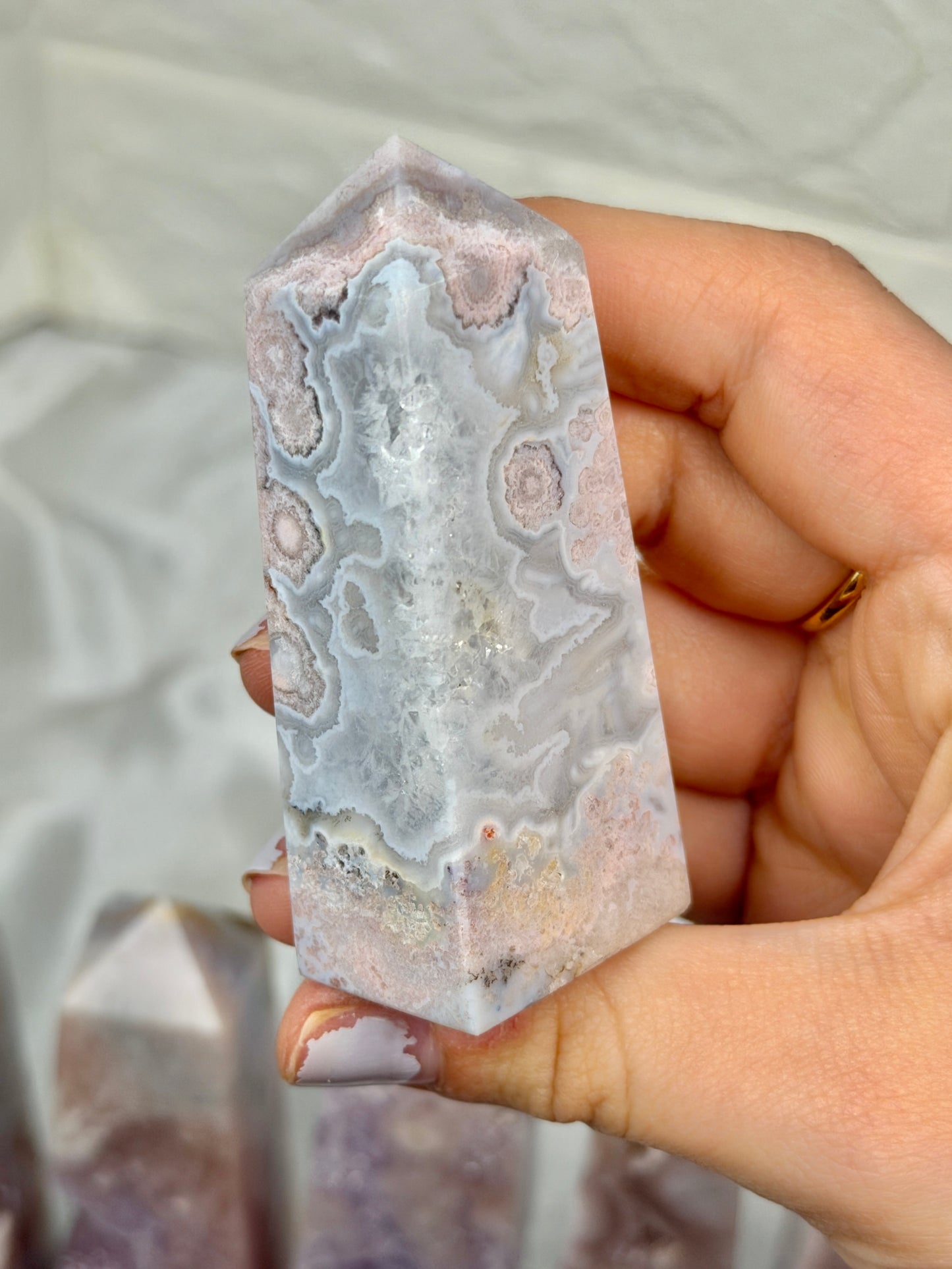 You pick! High grade pink amethyst x flower agate towers from Brazil