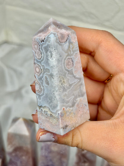 You pick! High grade pink amethyst x flower agate towers from Brazil