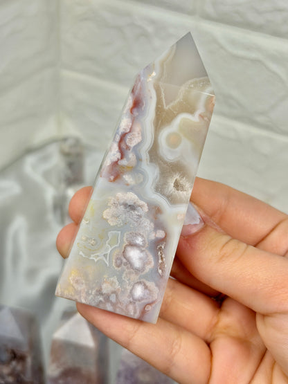 You pick! High grade pink amethyst x flower agate towers from Brazil