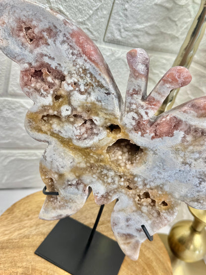 Absolutely gorgeous druzy pink amethyst butterfly on stand from Brazil